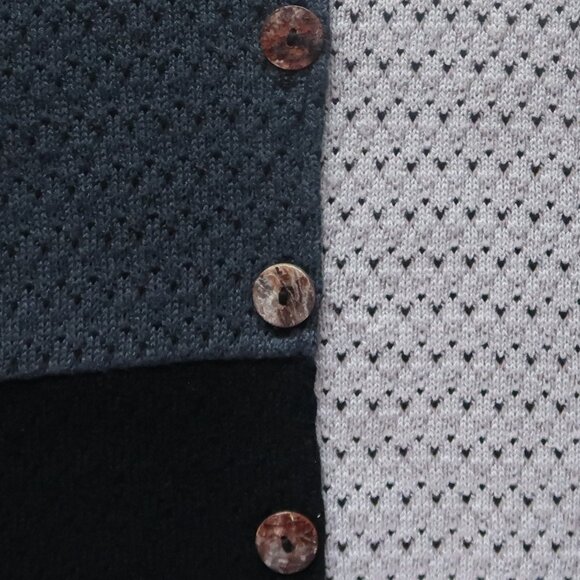 Margaret Winters Knit Patchwork Scoop Neck Cardigan Sweater Artsy Oversized XS - Picture 7 of 11